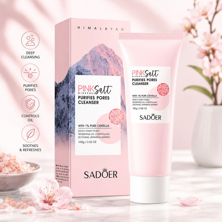 SADOER Pink Mineral Salt Pore Purifying Cleanser – 100g