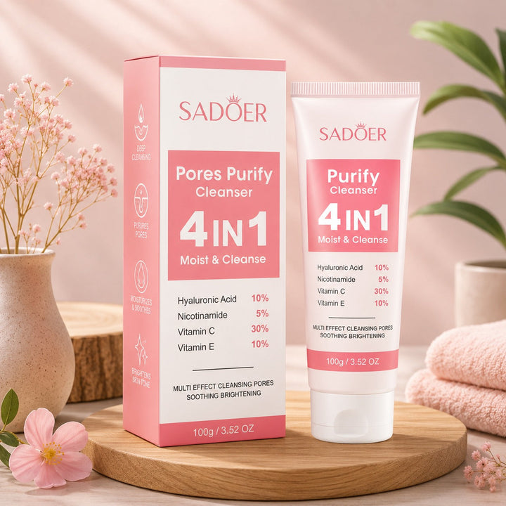 SADOER 4-in-1 Pore Purifying & Moisturizing Face Cleanser – 100g