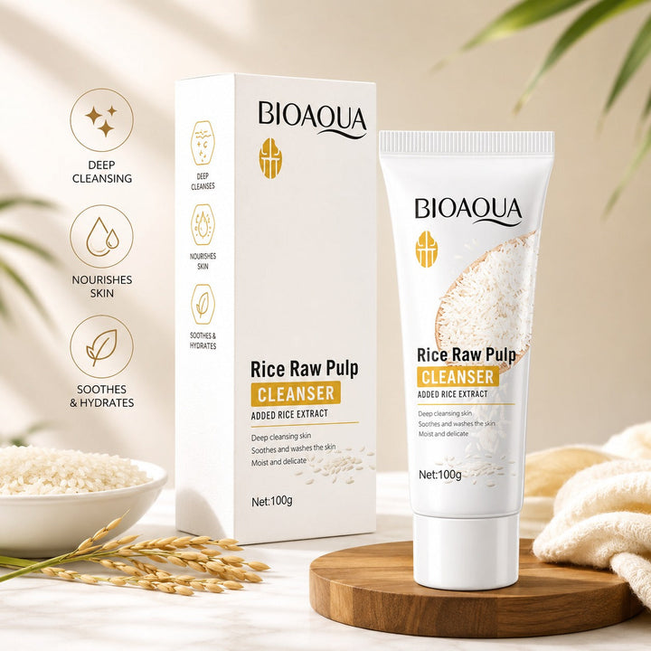BIOAQUA Rice Raw Pulp Facial Cleanser with Rice Extract – 100g